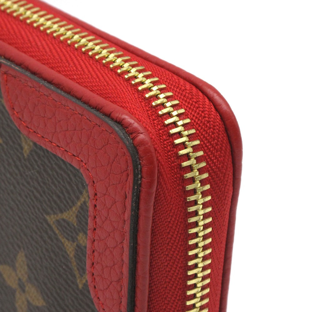 LOUIS VUITTON ルイ・ヴィトン ジッピーウォレット レティーロ モノグラム スリーズ M61854 ラウンドファスナー長財布 PVC レザー レッド ブラウン 美品