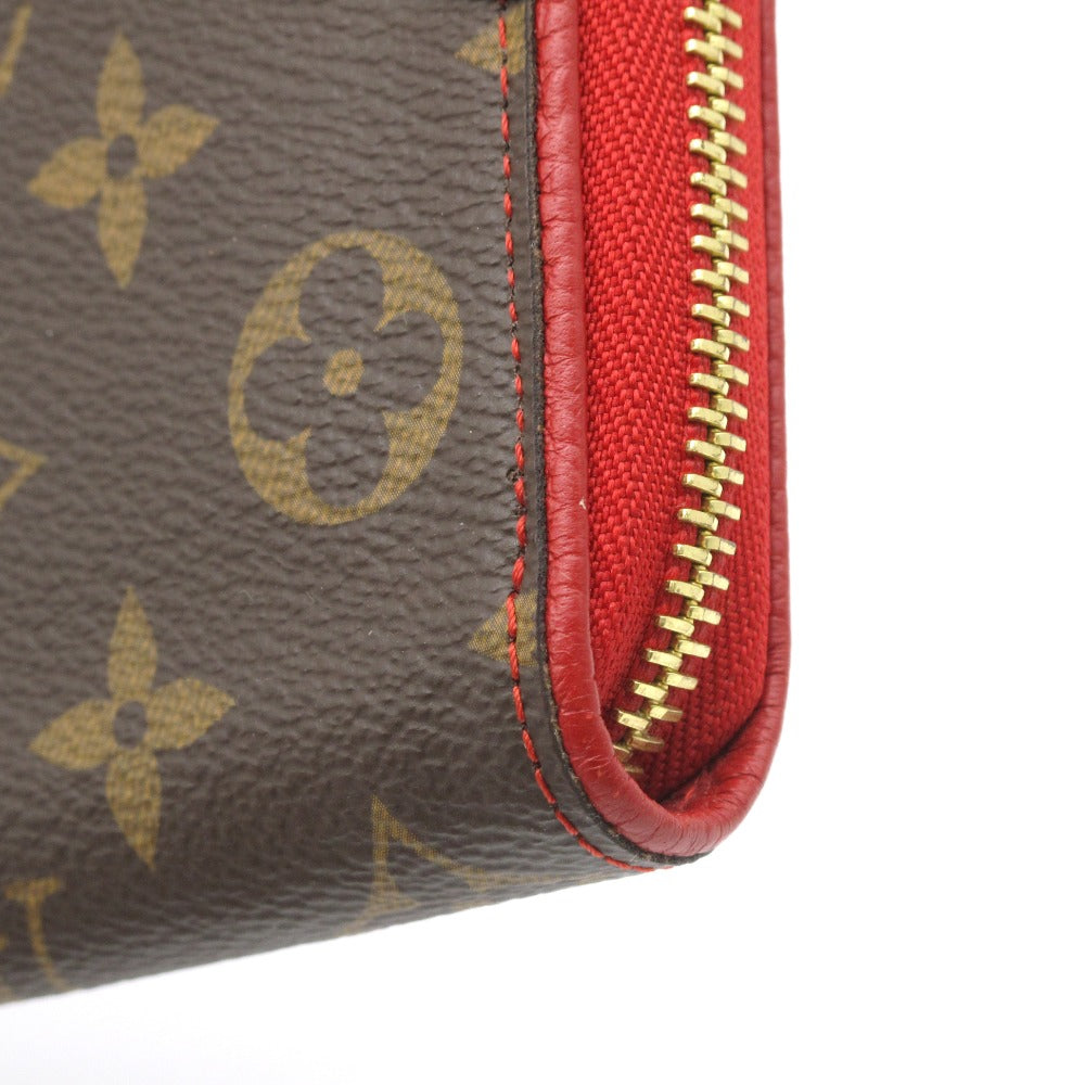 LOUIS VUITTON ルイ・ヴィトン ジッピーウォレット レティーロ モノグラム スリーズ M61854 ラウンドファスナー長財布 PVC レザー レッド ブラウン 美品