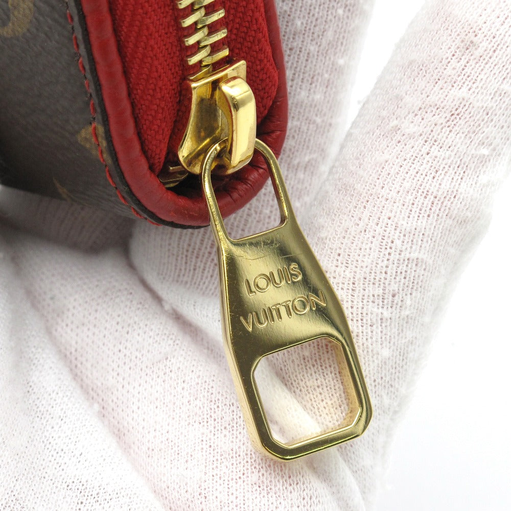 LOUIS VUITTON ルイ・ヴィトン ジッピーウォレット レティーロ モノグラム スリーズ M61854 ラウンドファスナー長財布 PVC レザー レッド ブラウン 美品