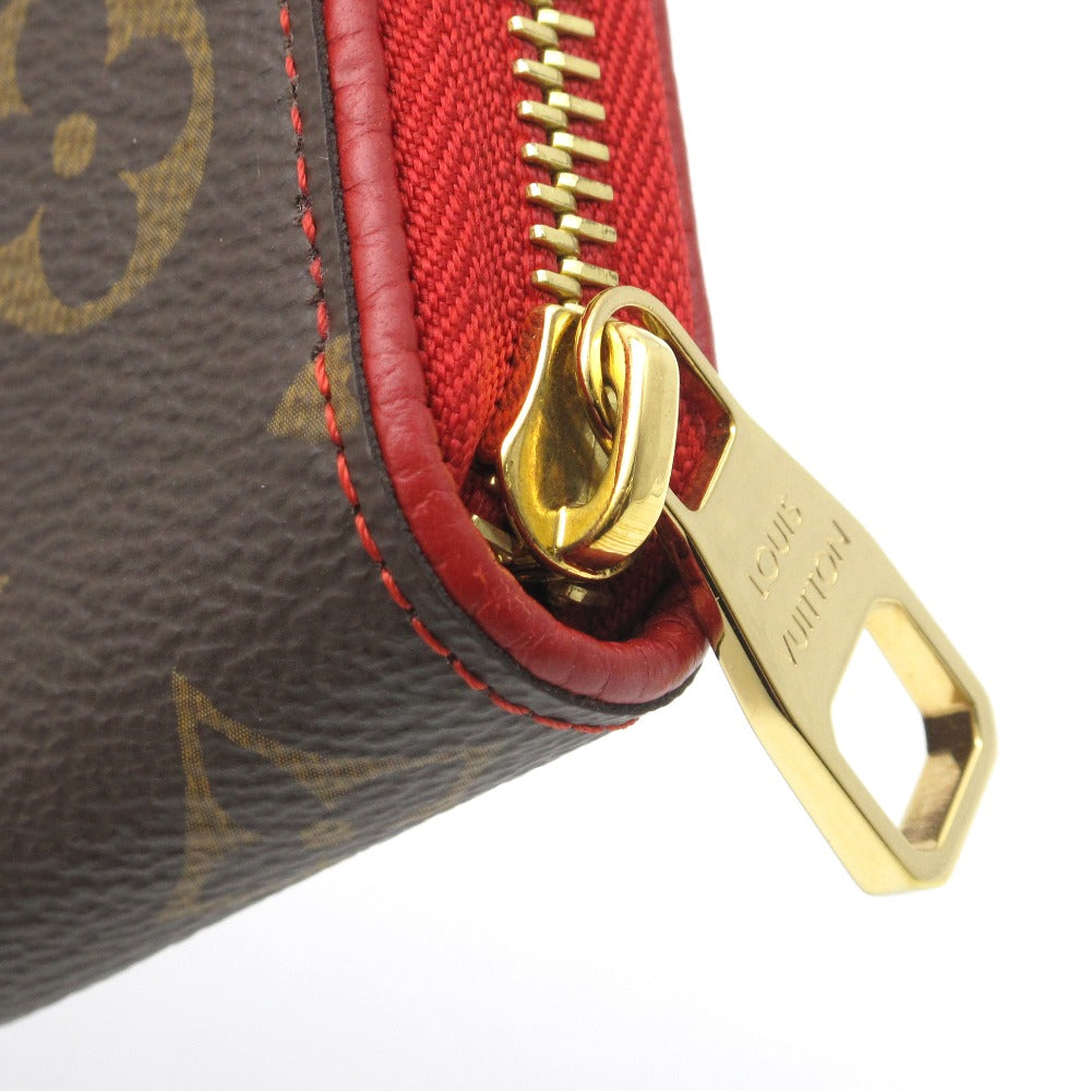 LOUIS VUITTON ルイ・ヴィトン ジッピーウォレット レティーロ モノグラム スリーズ M61854 ラウンドファスナー長財布 PVC レザー レッド ブラウン 美品