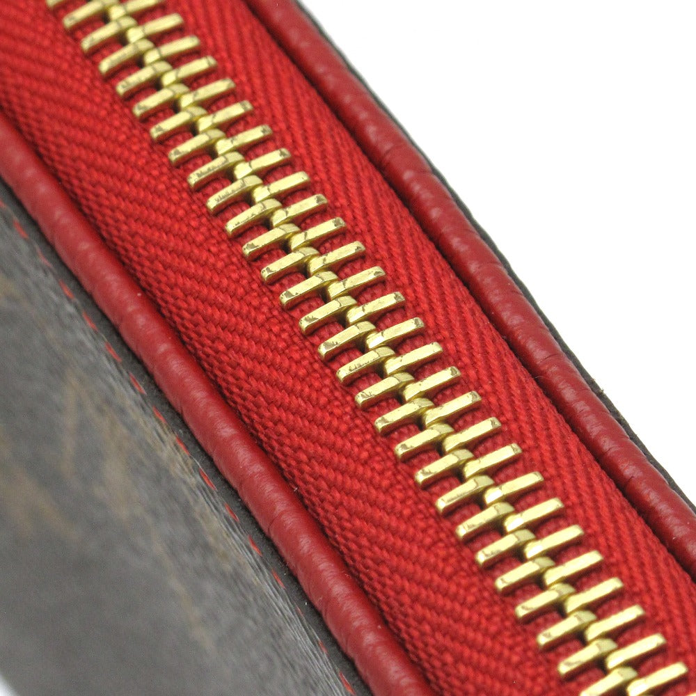 LOUIS VUITTON ルイ・ヴィトン ジッピーウォレット レティーロ モノグラム スリーズ M61854 ラウンドファスナー長財布 PVC レザー レッド ブラウン 美品