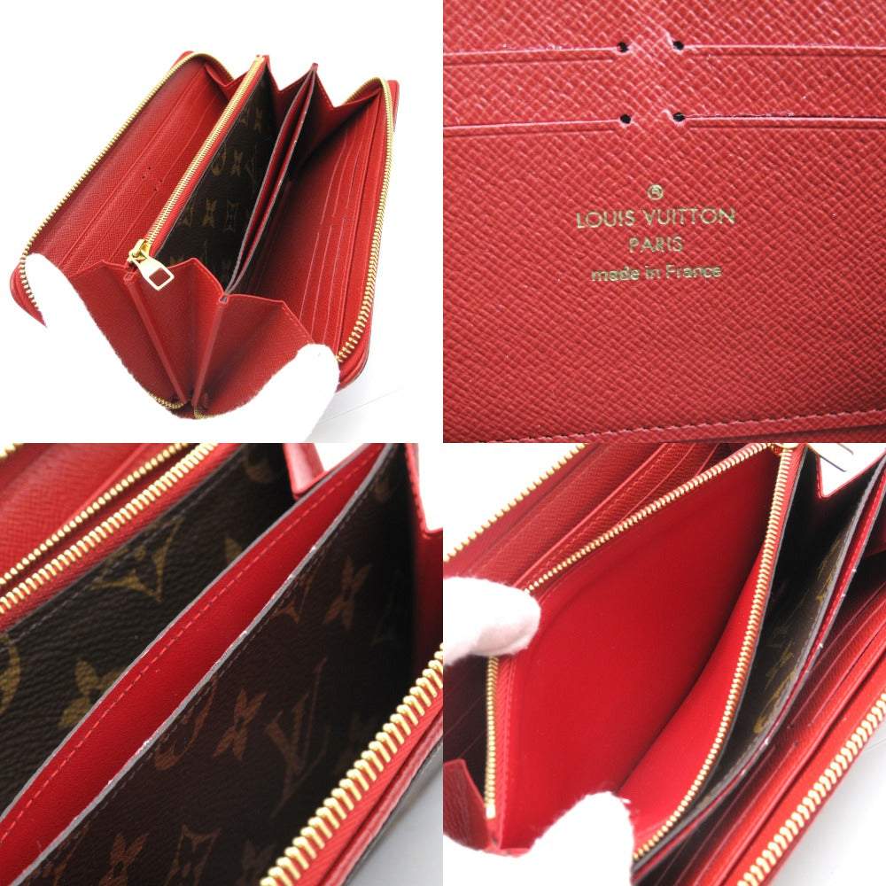 LOUIS VUITTON ルイ・ヴィトン ジッピーウォレット レティーロ モノグラム スリーズ M61854 ラウンドファスナー長財布 PVC レザー レッド ブラウン 美品