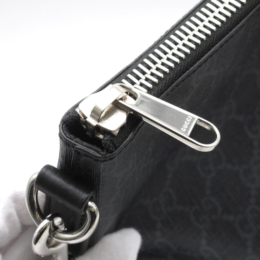 GUCCI グッチ GGスプリーム メッセンジャーバッグ 474139 ショルダーバッグ 斜め掛け ウェブストライプ PVC レザー ブラック グレー