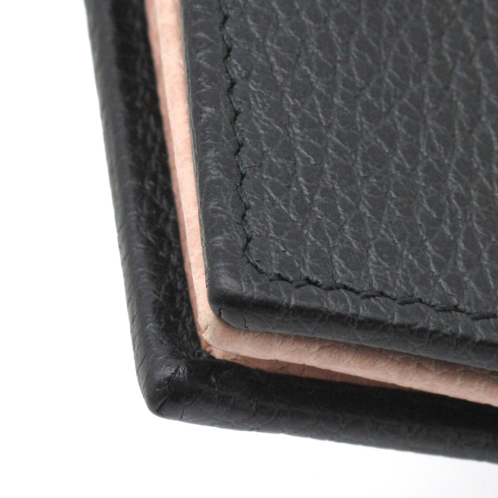 GUCCI グッチ GGマーモント メタルボウ コンパクトウォレット 524289 二つ折り財布 ミニ財布 レザー ブラック ピンク 花柄 リボン ラインストーン レディース