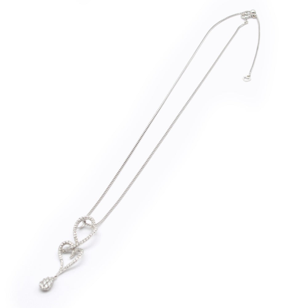 K18 ネックレス ペンダント Au 750 ダイヤモンド 0.78ct 約7.7g 約50cm ハート ドロップ ホワイトゴールド アジャスターチェーン ジュエリー アクセサリー レディース