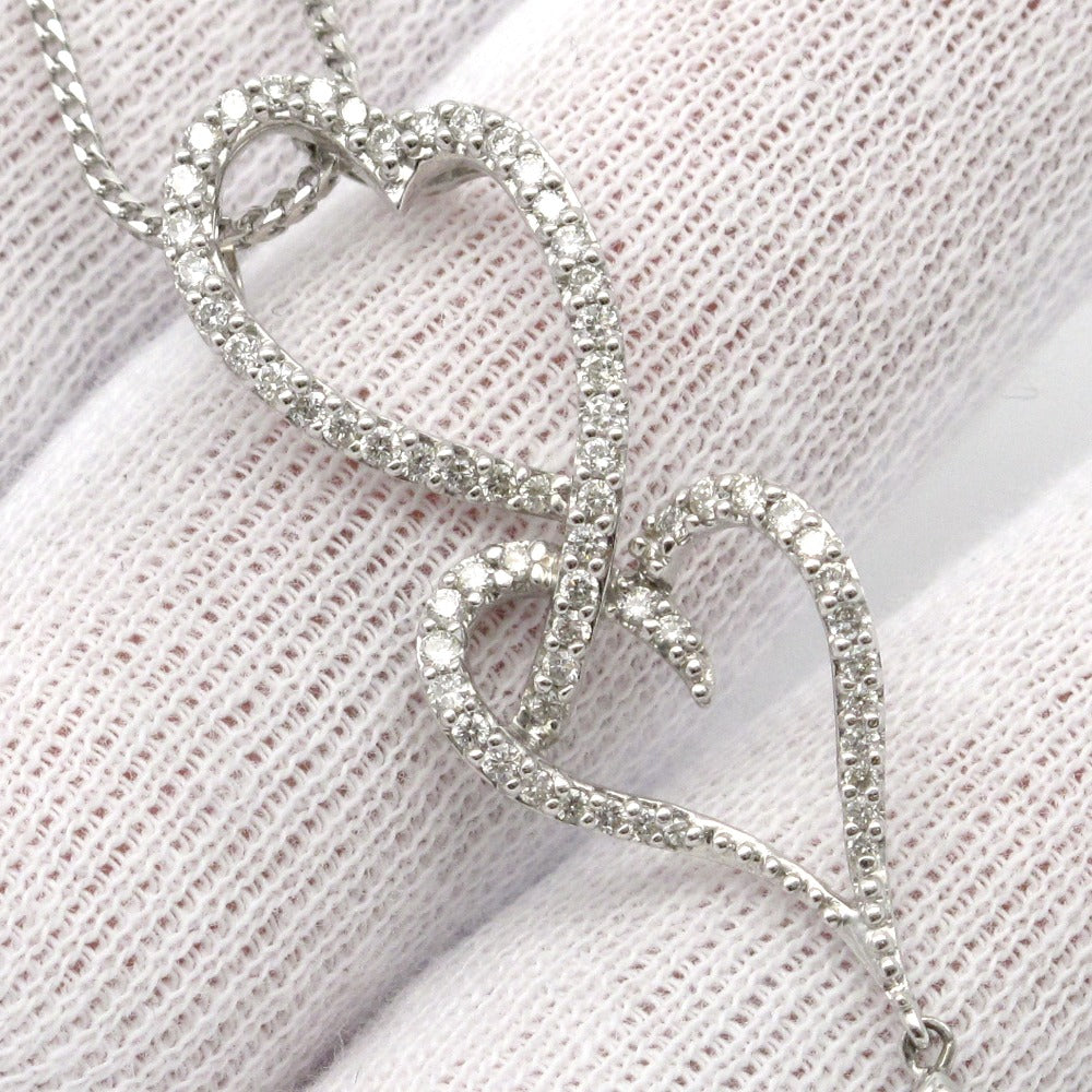K18 ネックレス ペンダント Au 750 ダイヤモンド 0.78ct 約7.7g 約50cm ハート ドロップ ホワイトゴールド アジャスターチェーン ジュエリー アクセサリー レディース