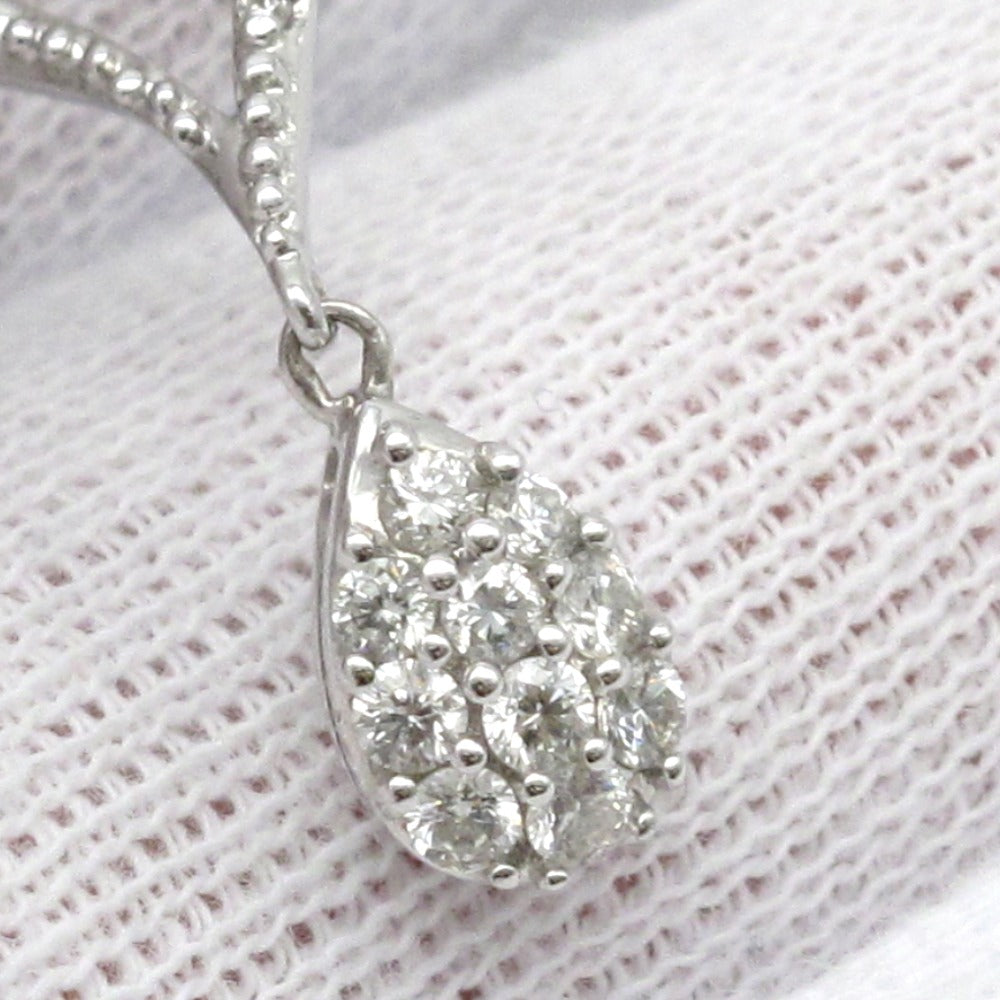 K18 ネックレス ペンダント Au 750 ダイヤモンド 0.78ct 約7.7g 約50cm ハート ドロップ ホワイトゴールド アジャスターチェーン ジュエリー アクセサリー レディース