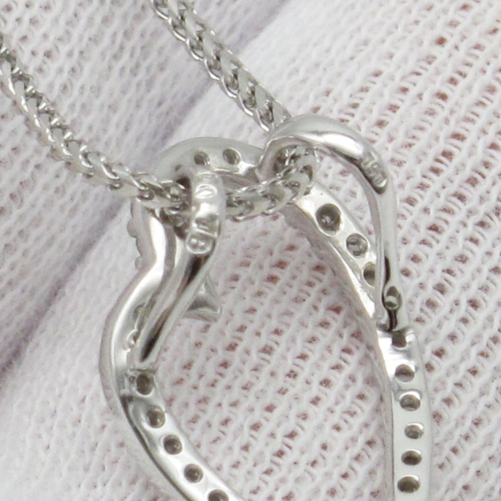K18 ネックレス ペンダント Au 750 ダイヤモンド 0.78ct 約7.7g 約50cm ハート ドロップ ホワイトゴールド アジャスターチェーン ジュエリー アクセサリー レディース