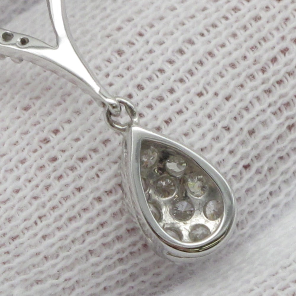 K18 ネックレス ペンダント Au 750 ダイヤモンド 0.78ct 約7.7g 約50cm ハート ドロップ ホワイトゴールド アジャスターチェーン ジュエリー アクセサリー レディース