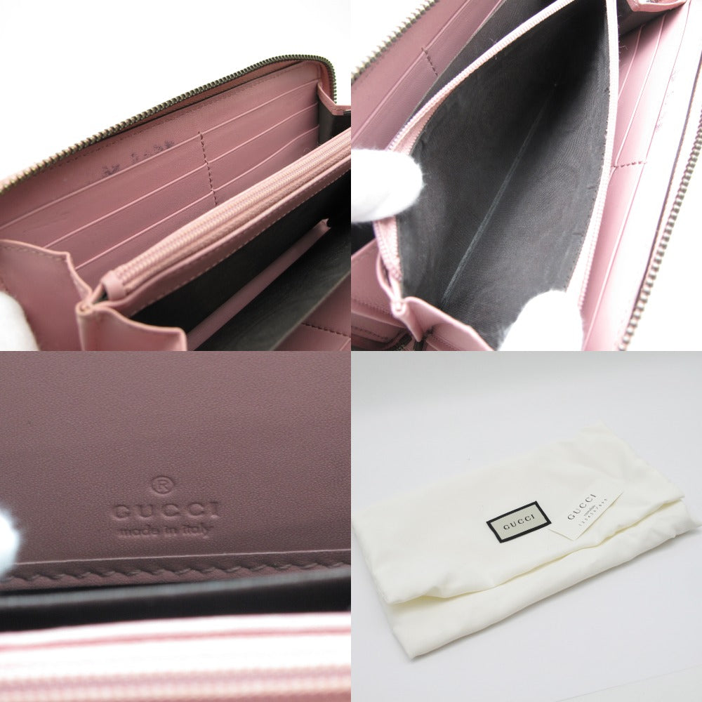 GUCCI グッチ GGスプリーム ジップアラウンドウォレット ラウンドファスナー長財布 431477 チェーン パール ベージュ ピンク PVC レザー