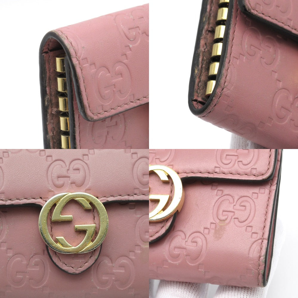 GUCCI グッチ グッチシマ インターロッキングG 6連 キーケース 369673 レザー GG ピンク レディース 箱付き