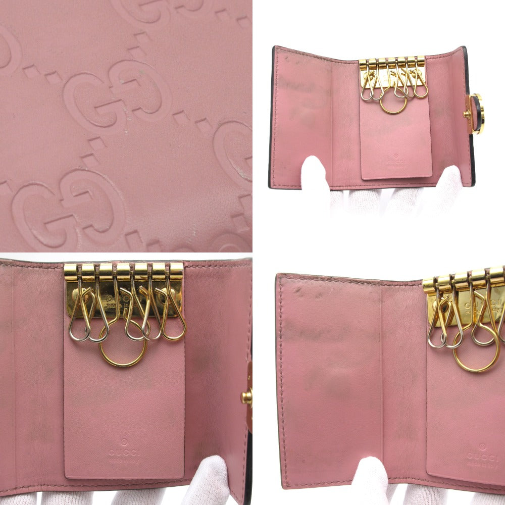 GUCCI グッチ グッチシマ インターロッキングG 6連 キーケース 369673 レザー GG ピンク レディース 箱付き