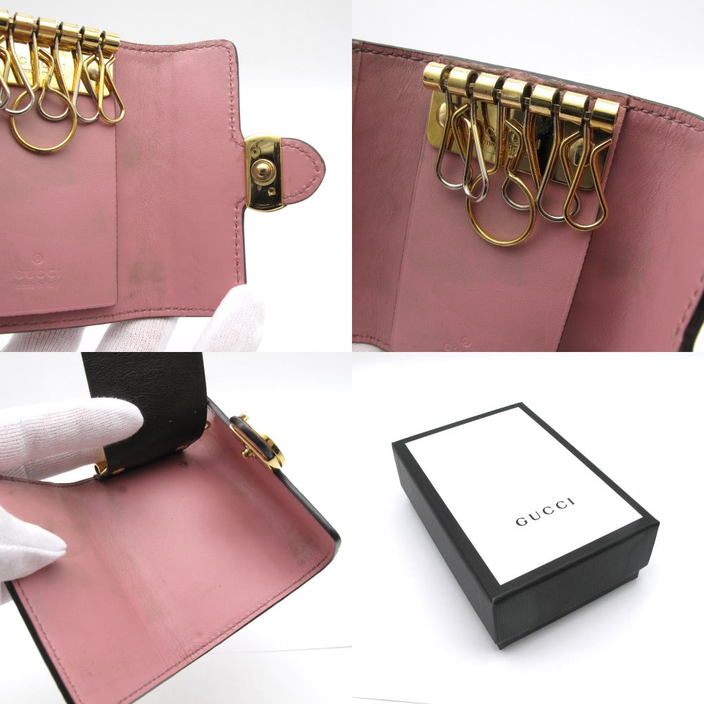 GUCCI グッチ グッチシマ インターロッキングG 6連 キーケース 369673 レザー GG ピンク レディース 箱付き