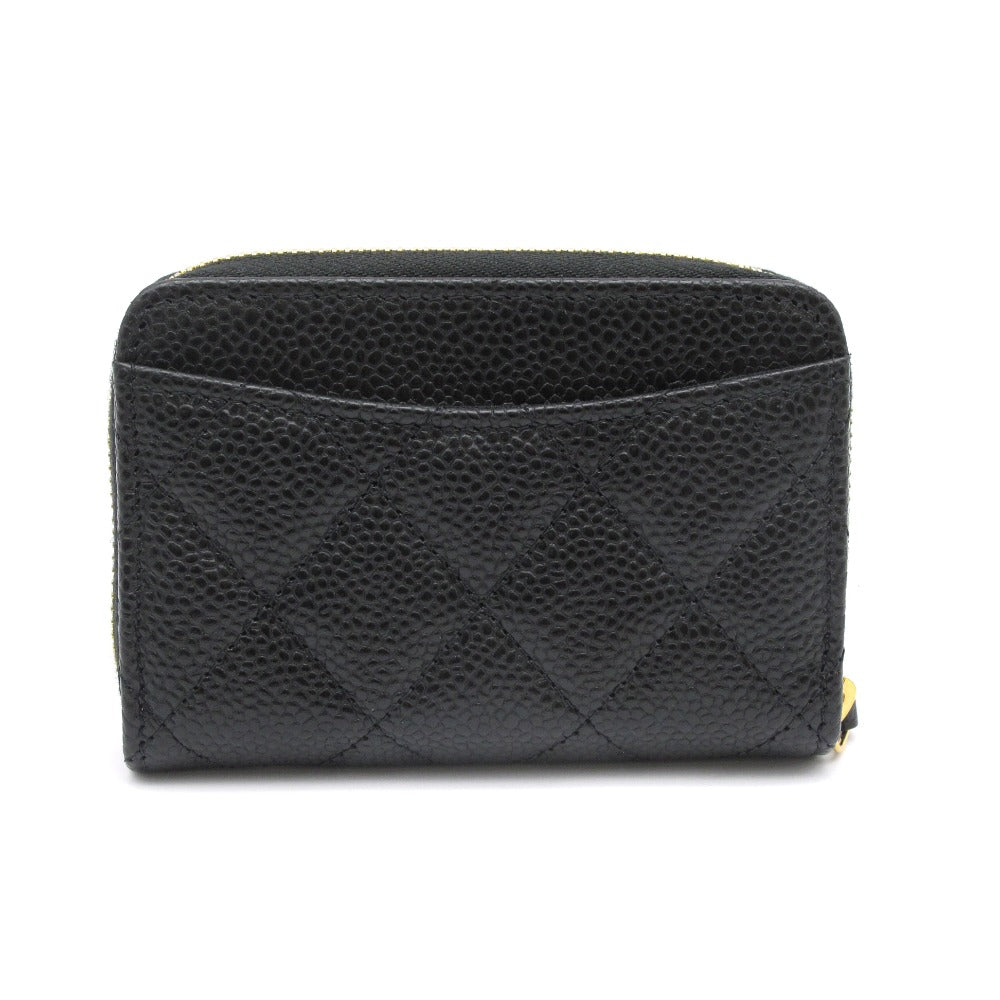 CHANEL シャネル クラシック ジップ コインパース AP0216 キャビアスキン レザー ブラック ゴールド ココマーク マトラッセ コインケース 小銭入れ 財布 ウォレット 箱付き
