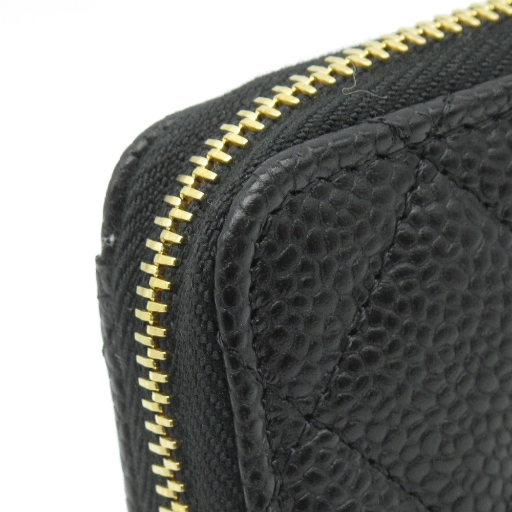 CHANEL シャネル クラシック ジップ コインパース AP0216 キャビアスキン レザー ブラック ゴールド ココマーク マトラッセ コインケース 小銭入れ 財布 ウォレット 箱付き