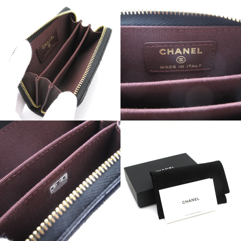 CHANEL シャネル クラシック ジップ コインパース AP0216 キャビアスキン レザー ブラック ゴールド ココマーク マトラッセ コインケース 小銭入れ 財布 ウォレット 箱付き