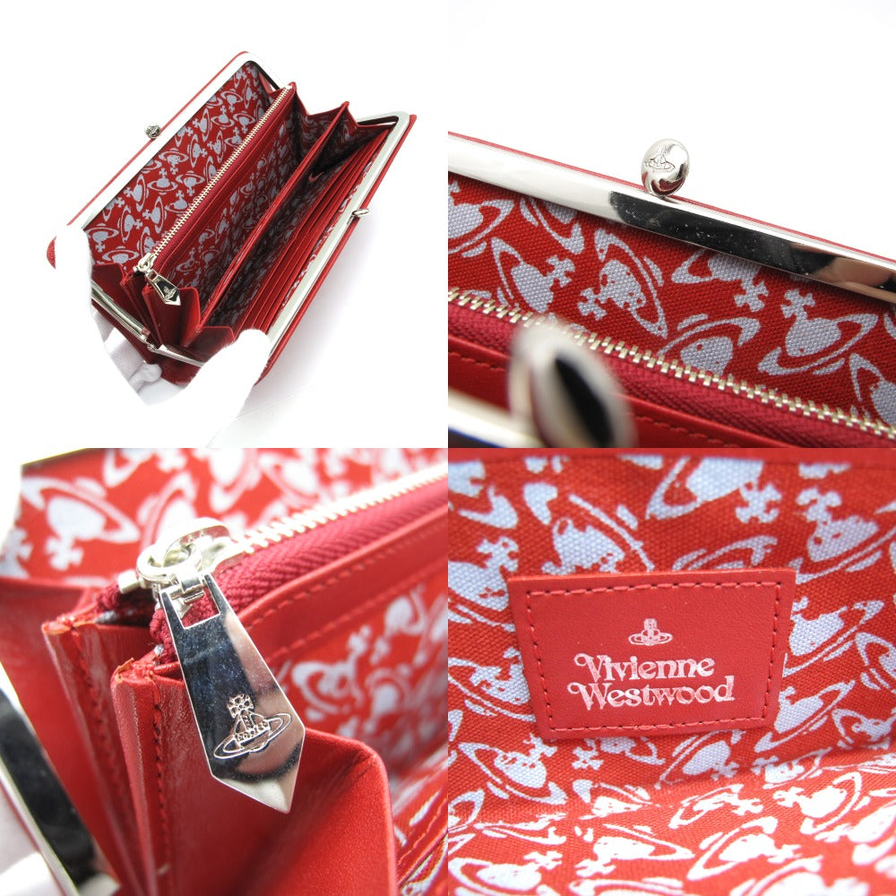 Vivienne Westwood ヴィヴィアン・ウエストウッド ヴィンテージ WATER ORB 口金長財布 3118M11 オーブ がま口 ウォレット レザー レッド 新品同様