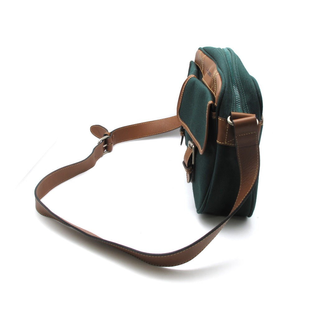 LANCEL ランセル ショルダーバッグ クロスボディ 斜め掛け キャンバス レザー グリーン ブラウン メンズ レディース