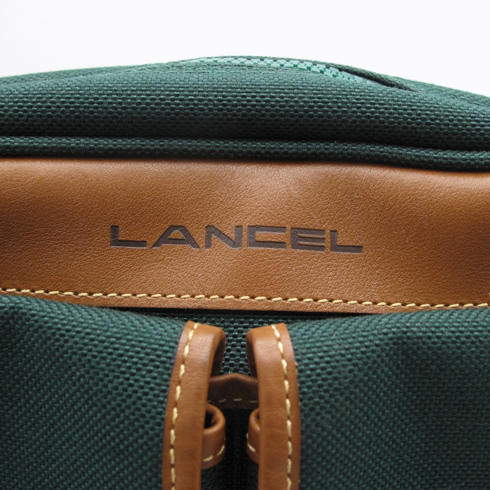 LANCEL ランセル ショルダーバッグ クロスボディ 斜め掛け キャンバス レザー グリーン ブラウン メンズ レディース