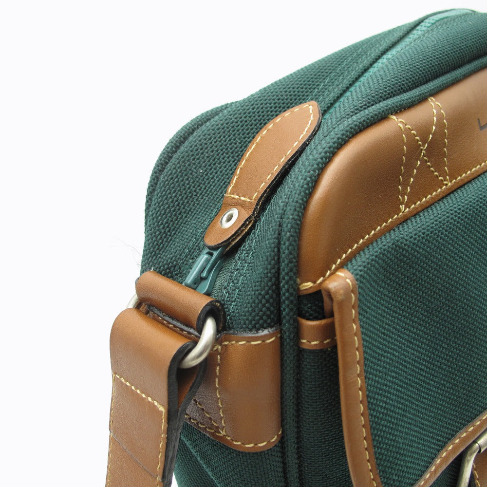 LANCEL ランセル ショルダーバッグ クロスボディ 斜め掛け キャンバス レザー グリーン ブラウン メンズ レディース