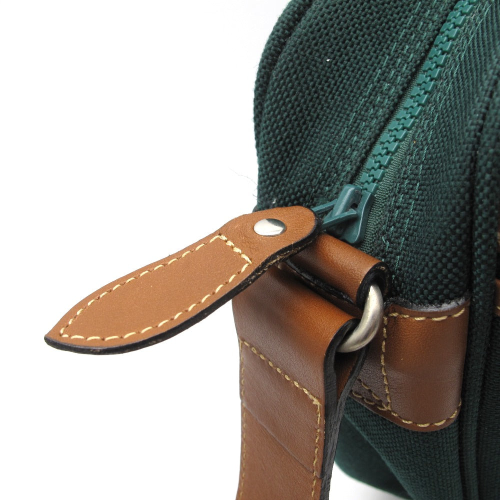 LANCEL ランセル ショルダーバッグ クロスボディ 斜め掛け キャンバス レザー グリーン ブラウン メンズ レディース