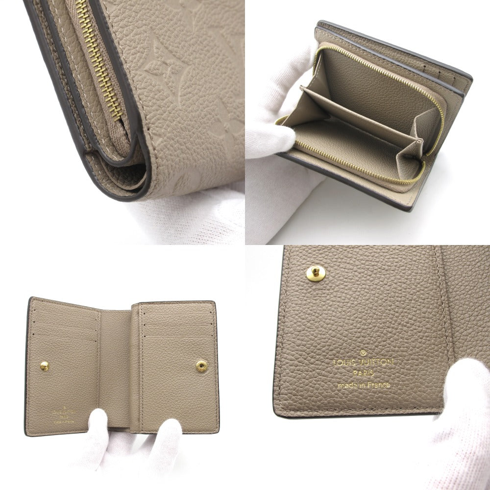LOUIS VUITTON ルイ・ヴィトン ポルトフォイユ クレア モノグラムアンプラント トゥルトレール M80152 二つ折り財布 コンパクト ウォレット レザー グレージュ レディース