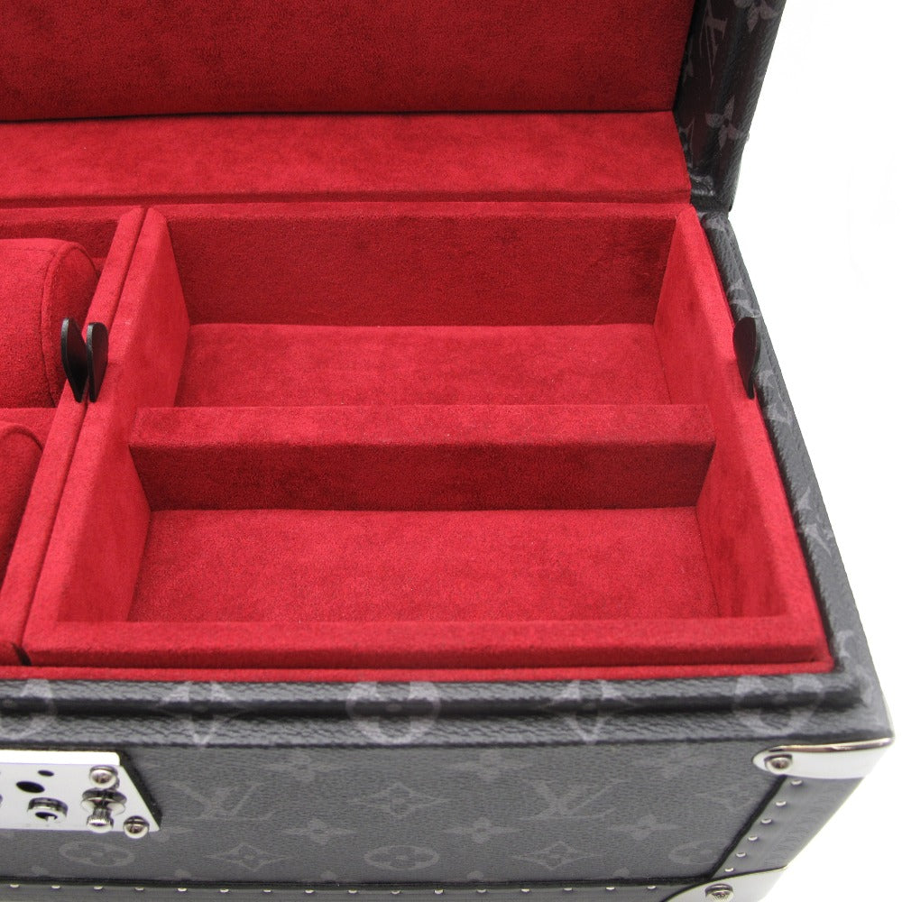 LOUIS VUITTON ルイ・ヴィトン コフレ アクセソワール モノグラム エクリプス M44127 ルージュ シルバー金具 ジュエリーケース ウォッチケース 小物収納 鍵付きトランク 箱有