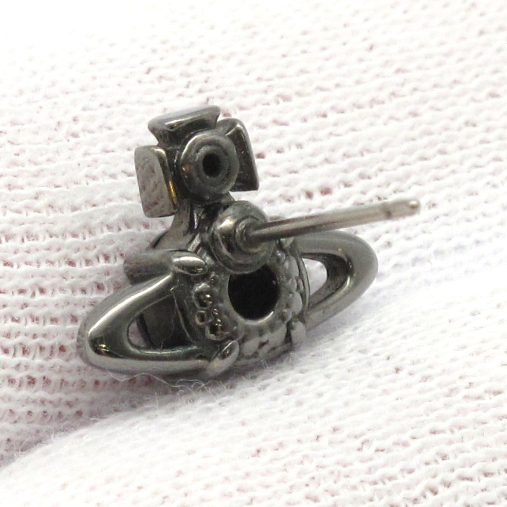 Vivienne Westwood ヴィヴィアン・ウエストウッド 片耳 ピアス オーブ ラインストーン ブラック メタル アクセサリー ジュエリー