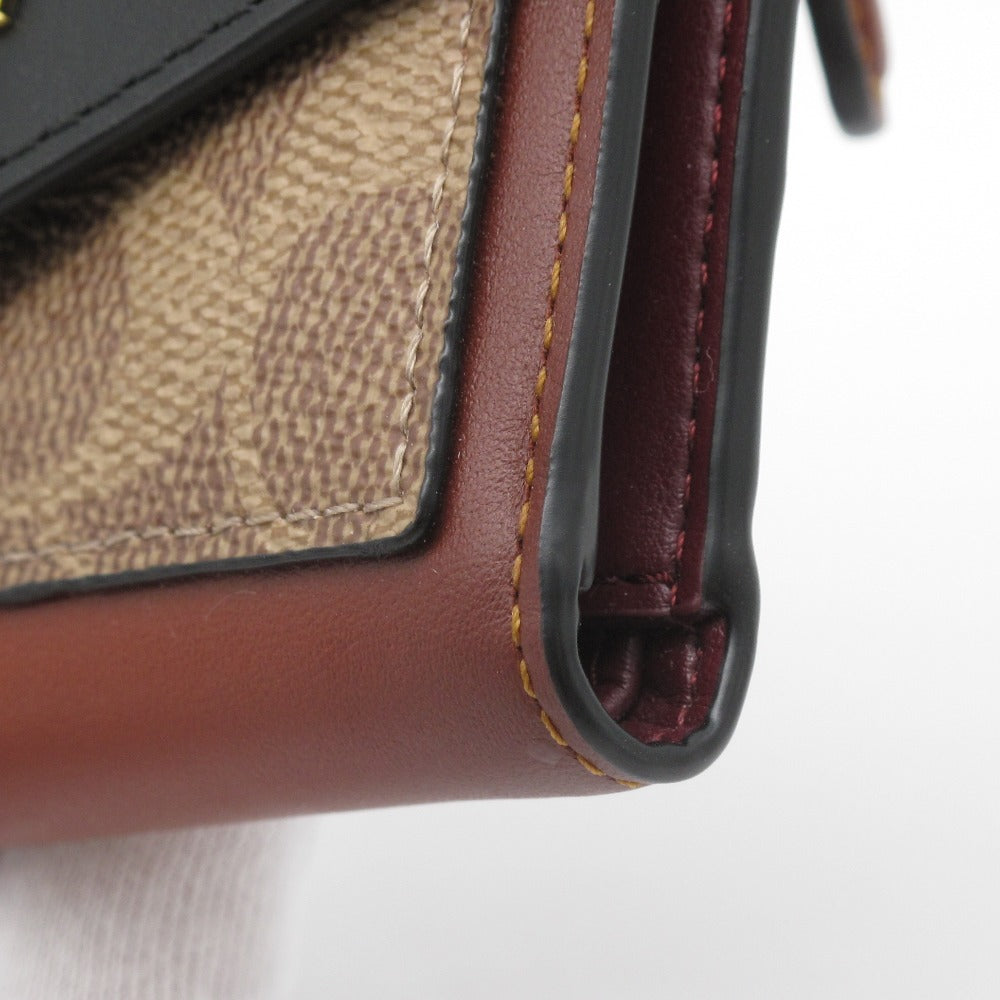 COACH コーチ カラー ブロック シグネチャー 三つ折り財布 コンパクト ウォレット 32610 レザー PVC レディース メンズ