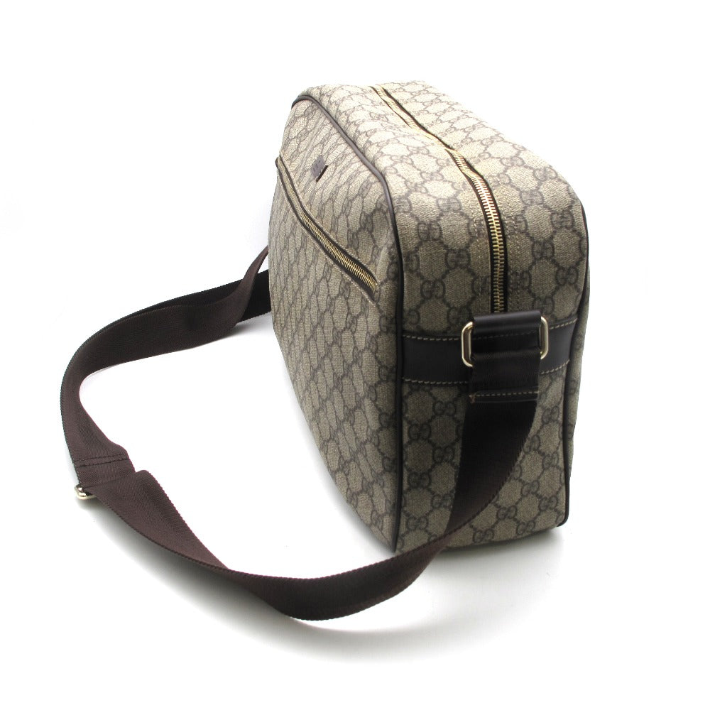 GUCCI グッチ GGスプリーム ショルダーバッグ メッセンジャー クロスボディ 斜め掛け 211107 PVC レザー ベージュ