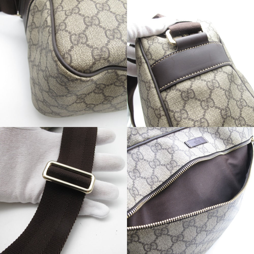 GUCCI グッチ GGスプリーム ショルダーバッグ メッセンジャー クロスボディ 斜め掛け 211107 PVC レザー ベージュ