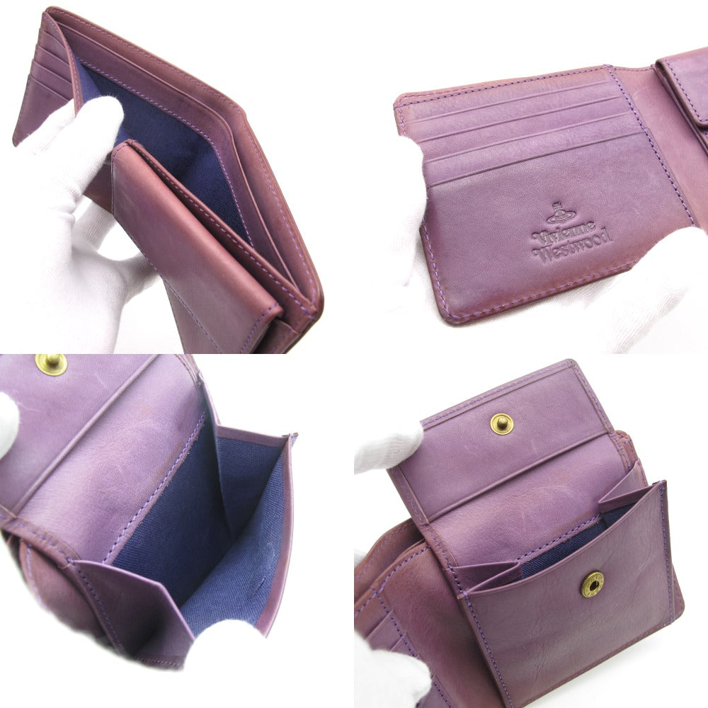 Vivienne Westwood ヴィヴィアン・ウエストウッド 二つ折り財布 コンパクトウォレット 3D オーブ レザー 革 パープル 小物 ファッション ブランド