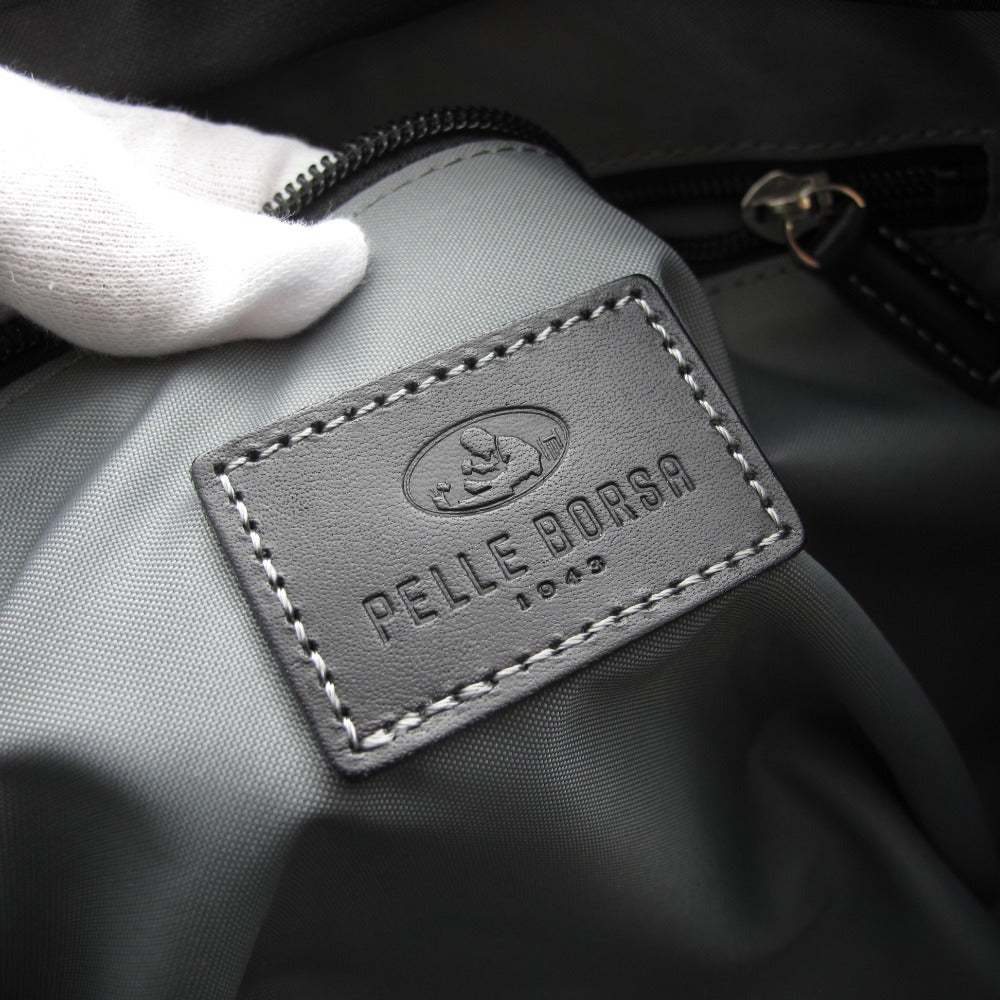 PELLE BORSA ペレボルサ ショルダーバッグ クロスボディ 斜め掛け メッセンジャー ブラック コーティングキャンバス レザー 男女兼用