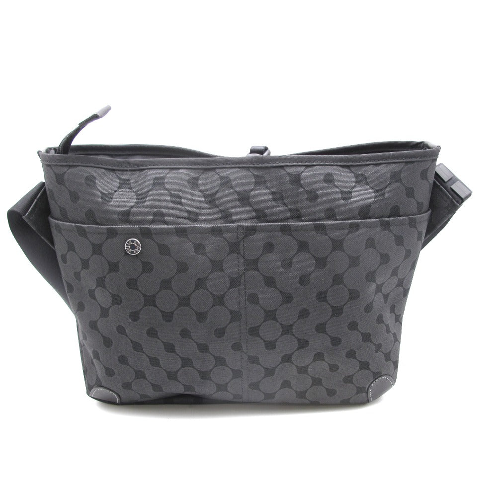 PELLE BORSA ペレボルサ ショルダーバッグ クロスボディ 斜め掛け メッセンジャー ブラック コーティングキャンバス レザー 男女兼用