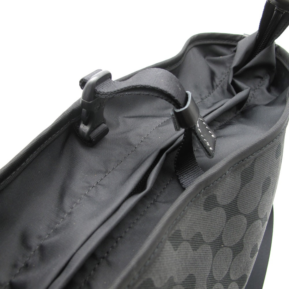 PELLE BORSA ペレボルサ ショルダーバッグ クロスボディ 斜め掛け メッセンジャー ブラック コーティングキャンバス レザー 男女兼用