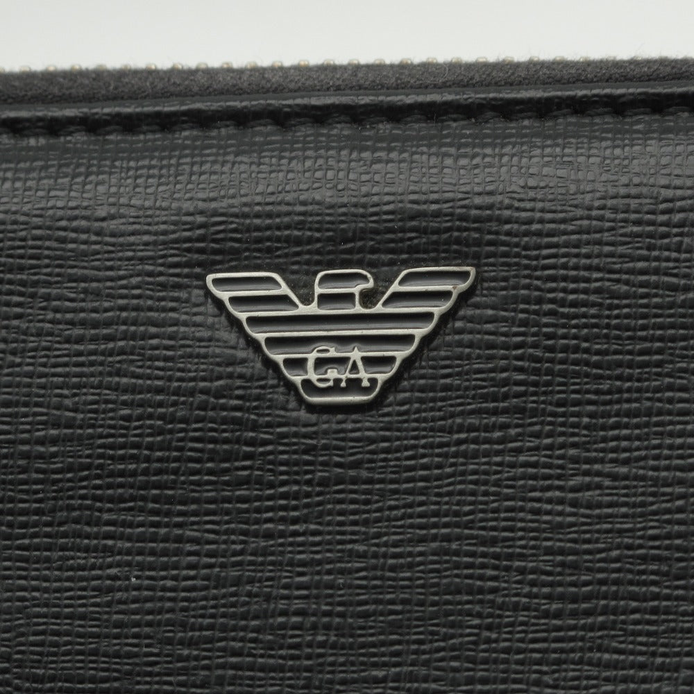 Emporio Armani エンポリオ・アルマーニ ラウンドファスナー 長財布 ウォレット イーグル ロゴ レザー ブラック メンズ
