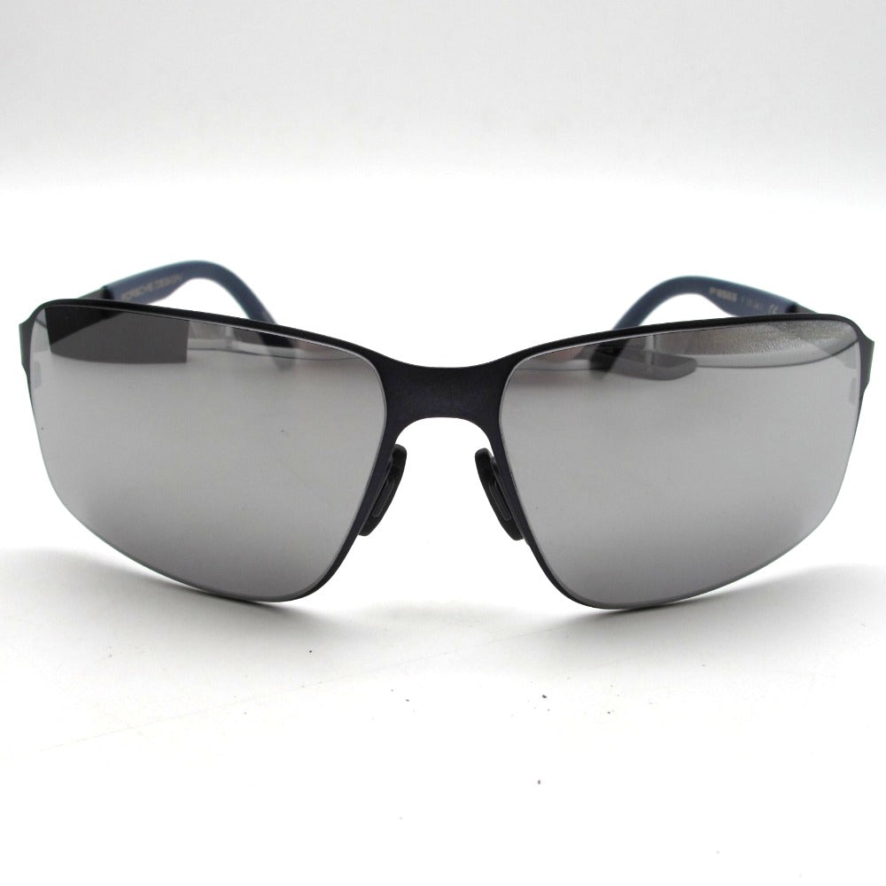Porsche Design ポルシェデザイン サングラス メタルフレーム ミラーレンズ ダークブルー×ネイビー 63-14-135 クロス・ケース付き 眼鏡 アイウェア P8565