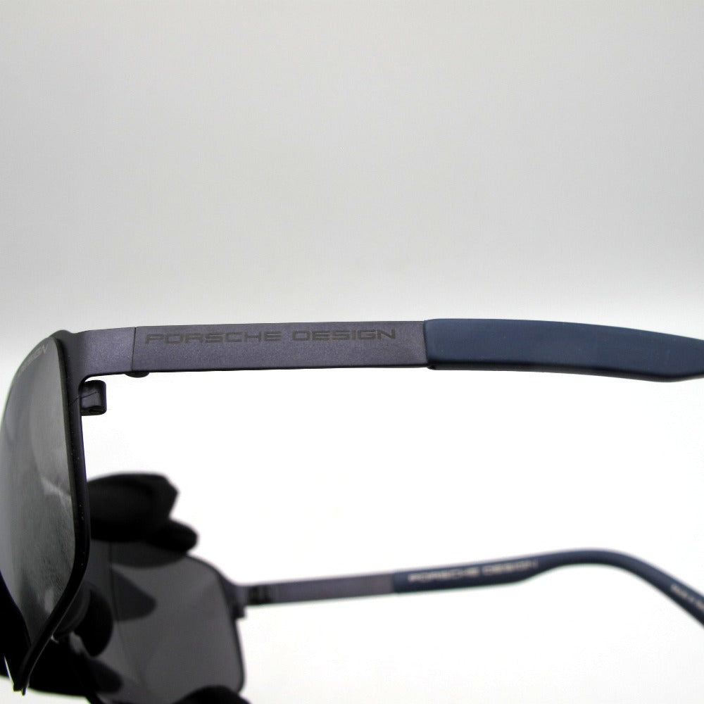 Porsche Design ポルシェデザイン サングラス メタルフレーム ミラーレンズ ダークブルー×ネイビー 63-14-135 クロス・ケース付き 眼鏡 アイウェア P8565