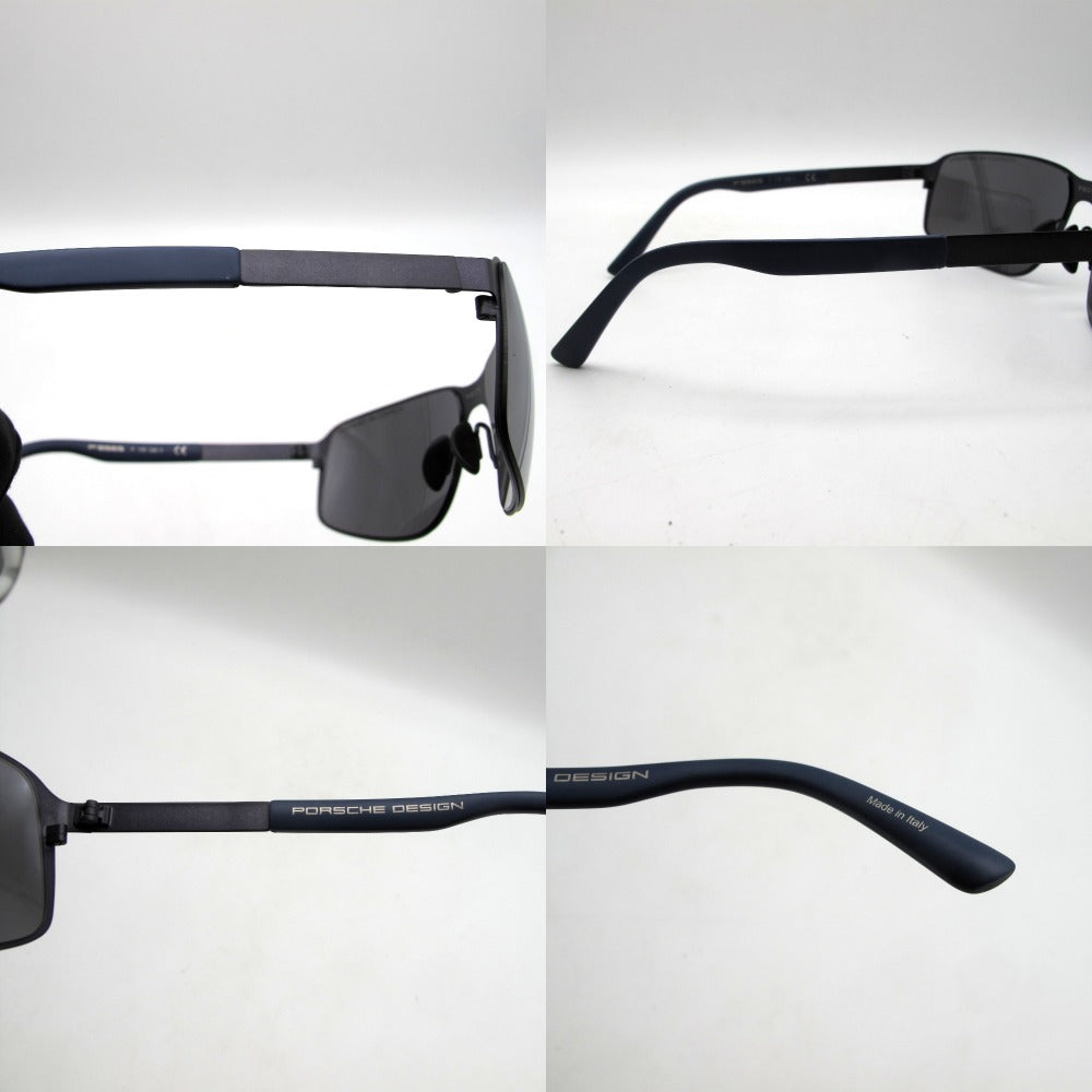 Porsche Design ポルシェデザイン サングラス メタルフレーム ミラーレンズ ダークブルー×ネイビー 63-14-135 クロス・ケース付き 眼鏡 アイウェア P8565