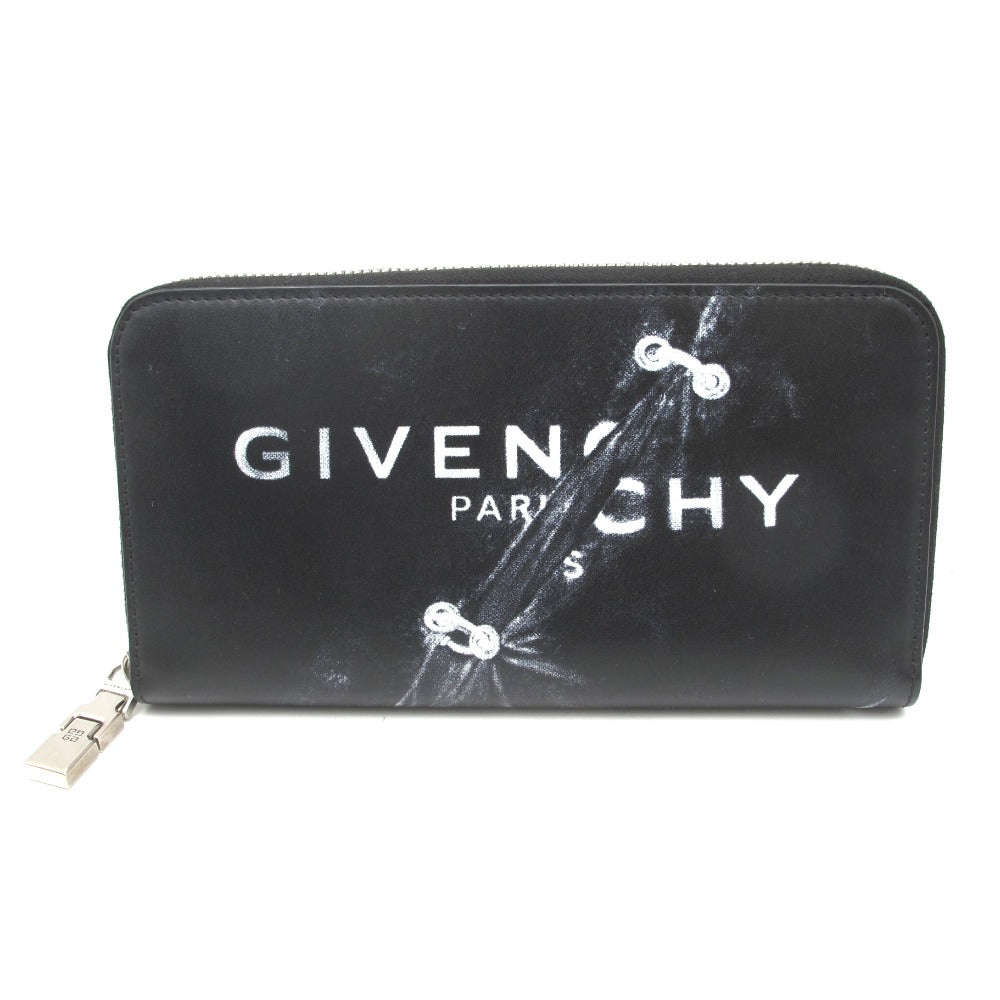 GIVENCHY ジバンシィ 長財布 ジバンシー トロンプルイユ 内に小銭入れあり レザー カーフレザー ブラック シルバー色金具