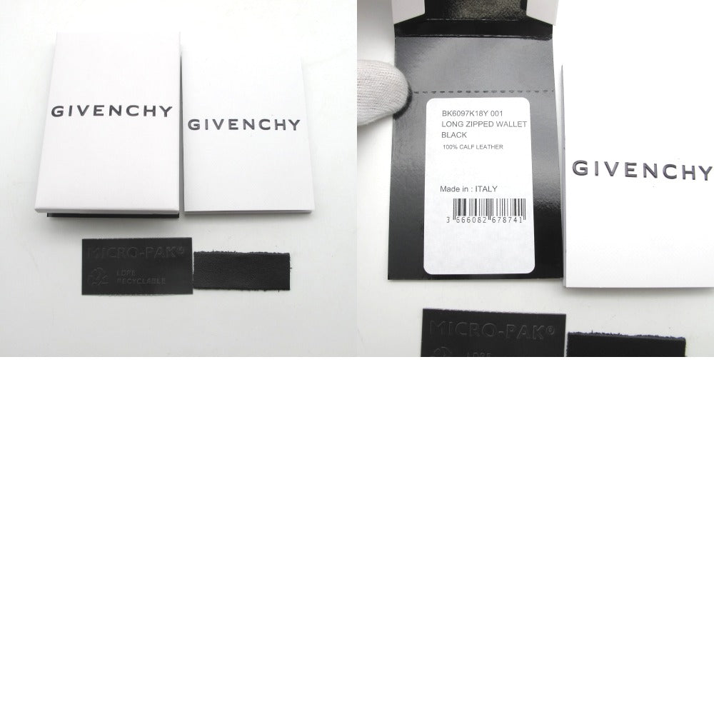 GIVENCHY ジバンシィ 長財布 ジバンシー トロンプルイユ 内に小銭入れあり レザー カーフレザー ブラック シルバー色金具