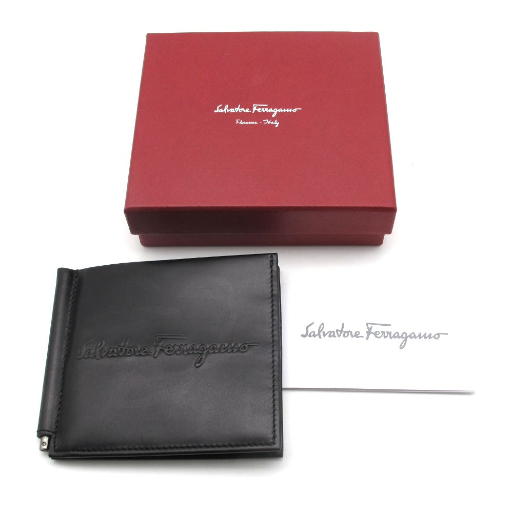 Salvatore Ferragamo サルヴァトーレフェラガモ 二つ折り財布 マネークリップ付き財布 ウォレット 札入れ カードケース イタリア製