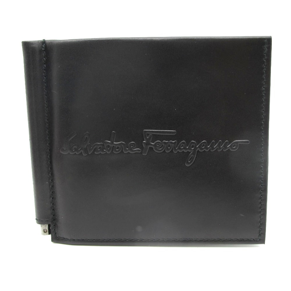 Salvatore Ferragamo サルヴァトーレフェラガモ 二つ折り財布 マネークリップ付き財布 ウォレット 札入れ カードケース イタリア製