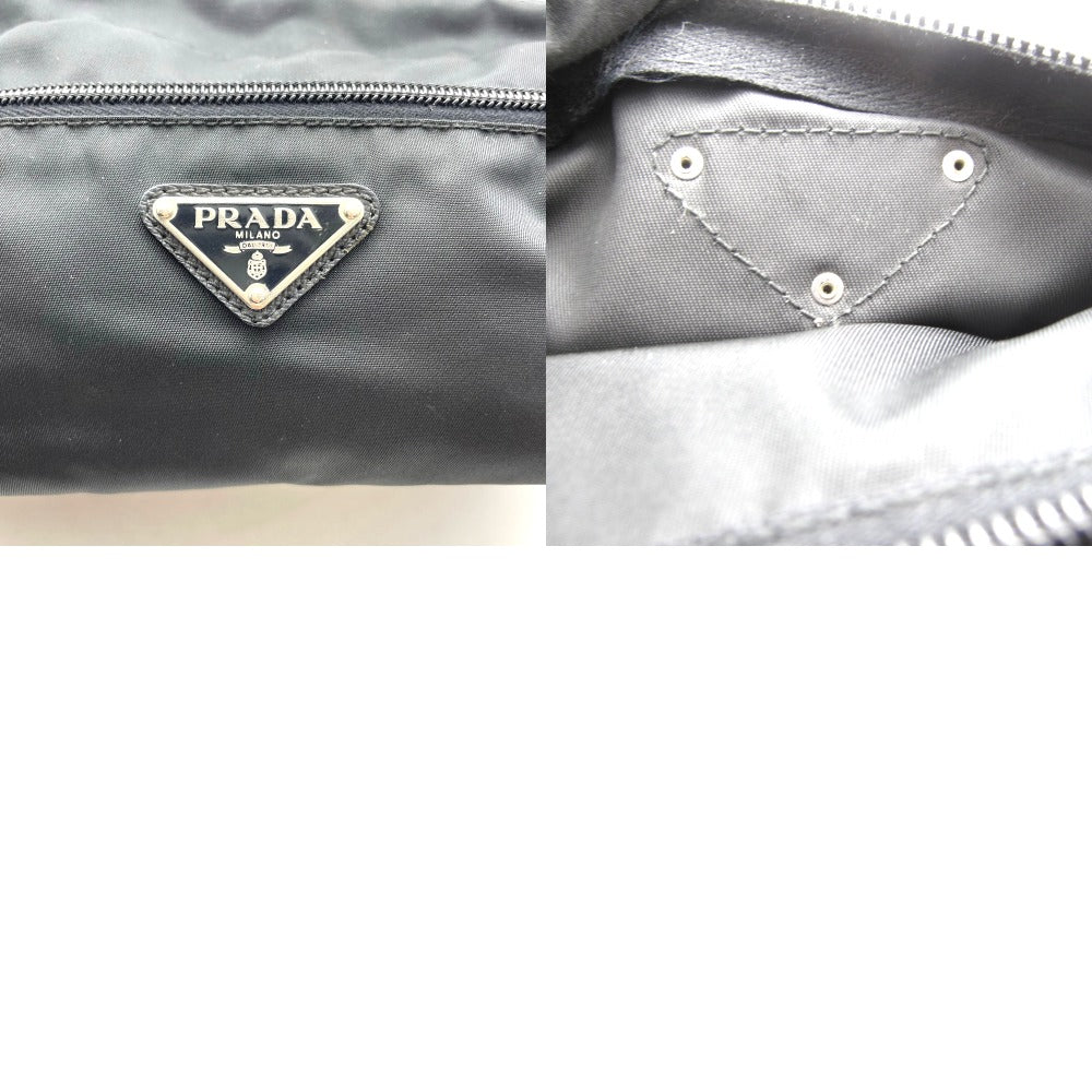 PRADA プラダ クラッチバッグ セカンドバッグ ポーチ ダブルファスナー ダブルジップ ナイロン サフィアーノ ブラック シルバー色金具