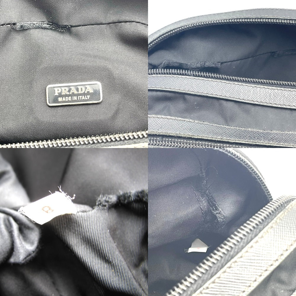 PRADA プラダ クラッチバッグ セカンドバッグ ポーチ ダブルファスナー ダブルジップ ナイロン サフィアーノ ブラック シルバー色金具