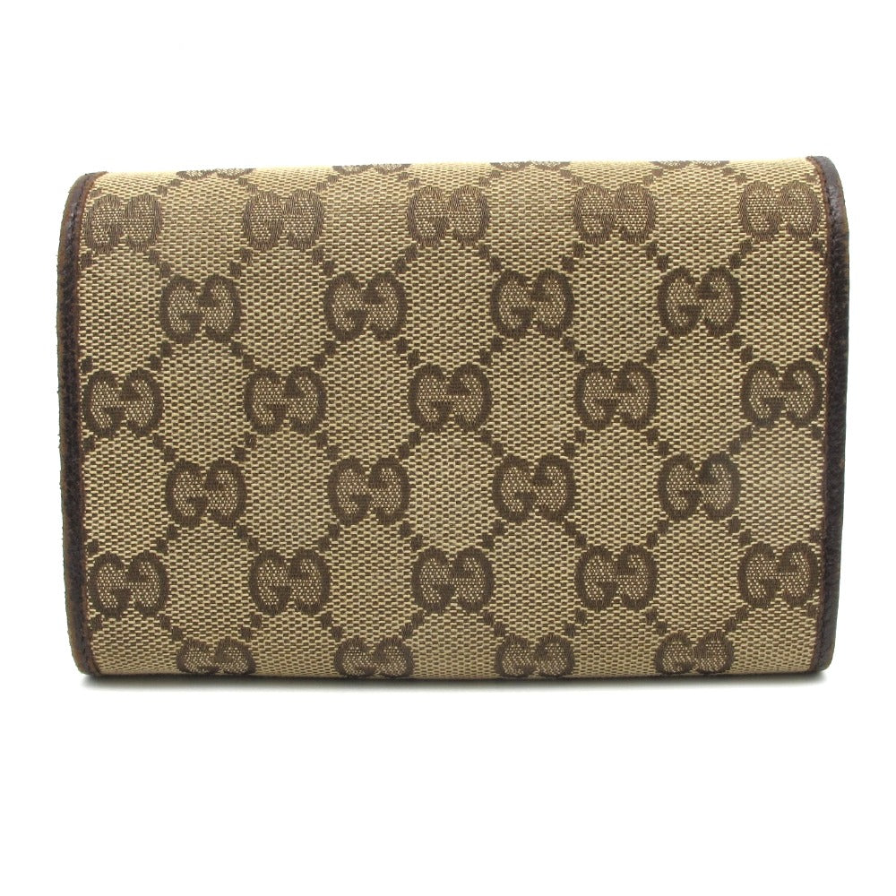 GUCCI グッチ 二つ折り財布 GGキャンバス GG GG柄 コンパクトウォレット キャンバス レザー ベージュ ブラウン 154258