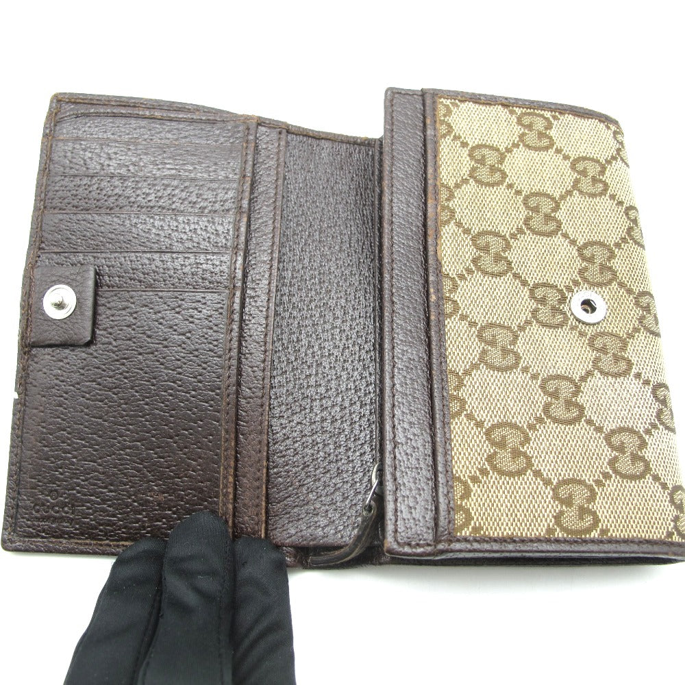 GUCCI グッチ 二つ折り財布 GGキャンバス GG GG柄 コンパクトウォレット キャンバス レザー ベージュ ブラウン 154258
