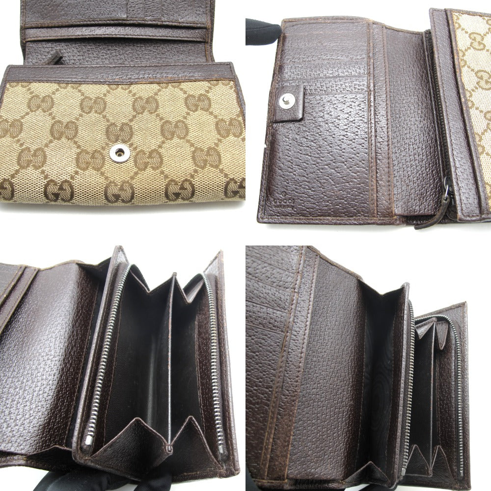 GUCCI グッチ 二つ折り財布 GGキャンバス GG GG柄 コンパクトウォレット キャンバス レザー ベージュ ブラウン 154258