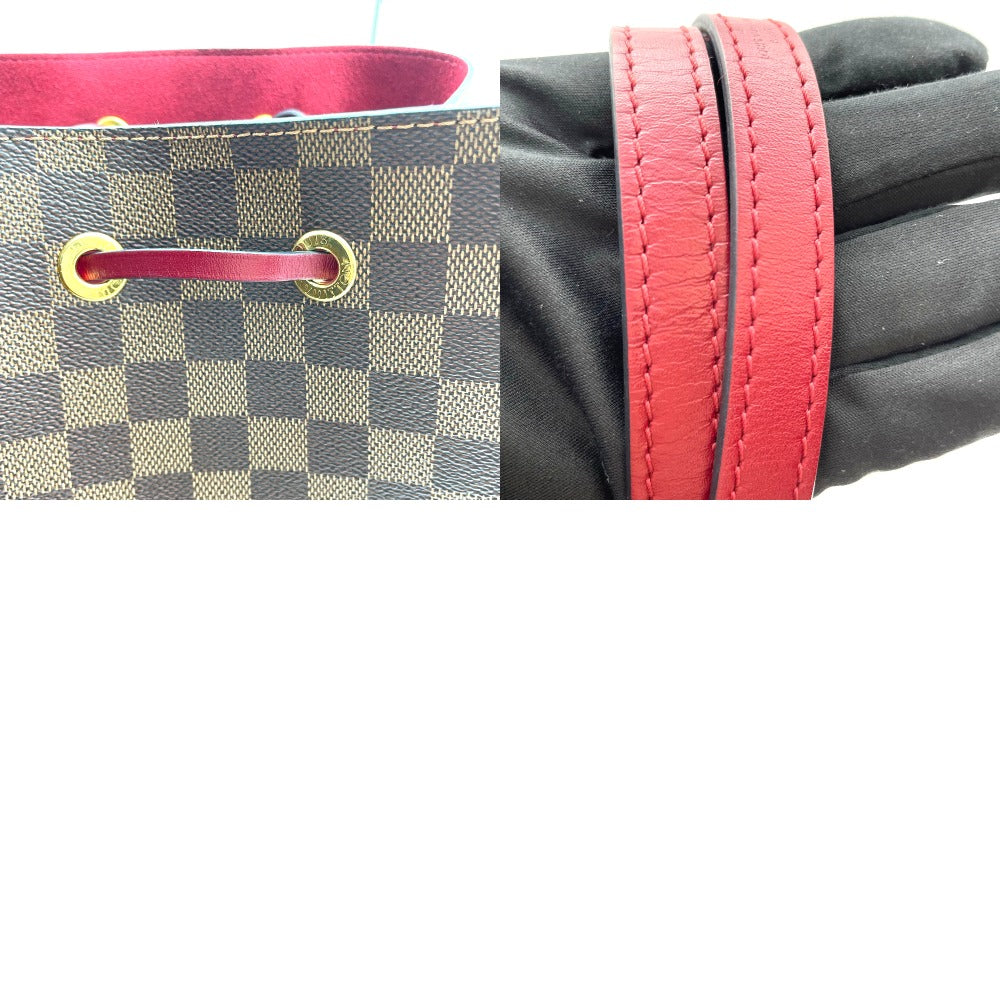 LOUIS VUITTON ルイ・ヴィトン ショルダーバッグ ダミエ・エベヌ エベヌ ネオノエ バケット レザー ブラウン×レッド×ゴールド レディース ダミエ N40214