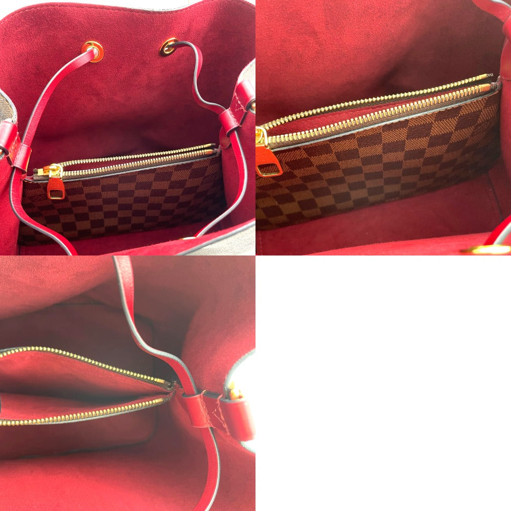 LOUIS VUITTON ルイ・ヴィトン ショルダーバッグ ダミエ・エベヌ エベヌ ネオノエ バケット レザー ブラウン×レッド×ゴールド レディース ダミエ N40214